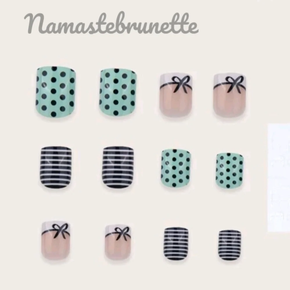 2/$16 Bow French Manicure  Press On Nails
